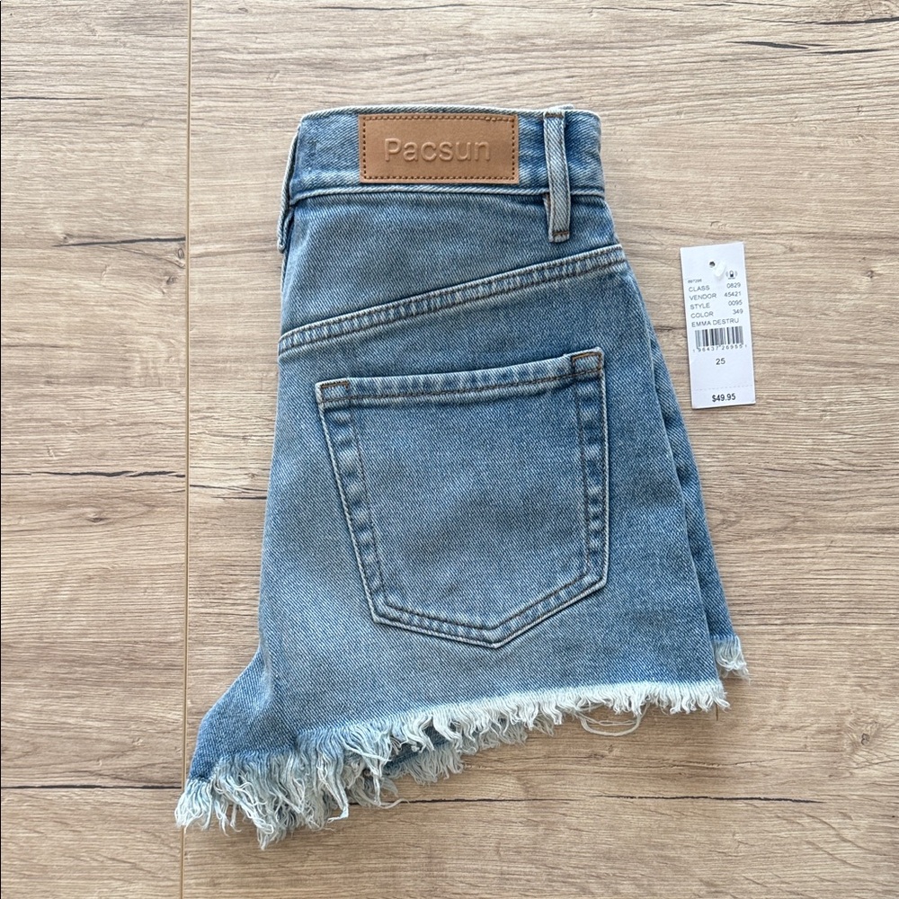 PacSun Light Blue Distressed Jean Shorts - Picture 9 of 13